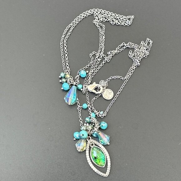 Simply Vera Vera Wang Necklace Double Strand AB Beaded Pendant Crystal Accent - Picture 2 of 4